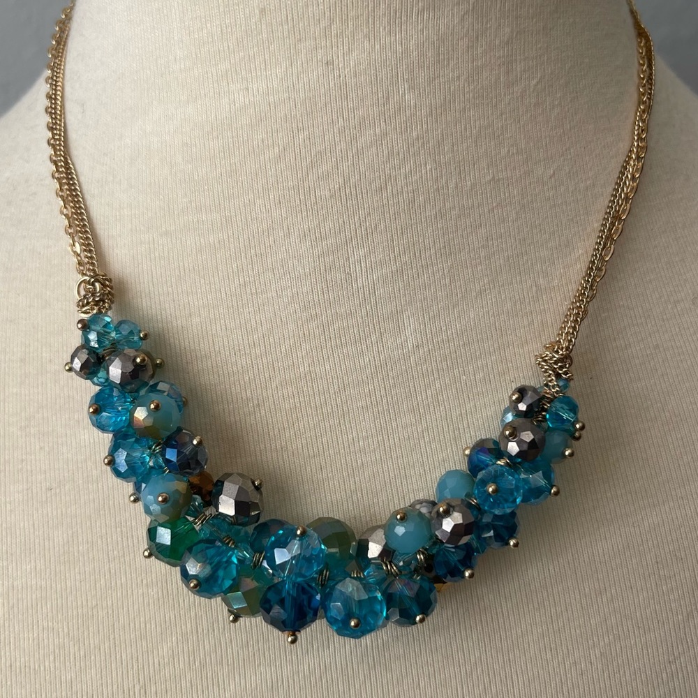 Ali Khan Sparkling Blue Crystal Necklace